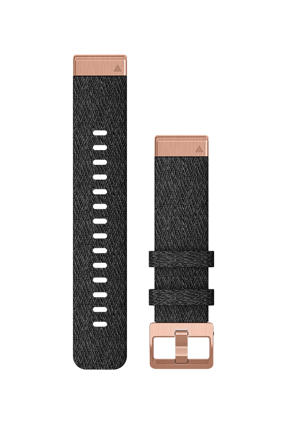 Garmin QuickFit® 20-Uhrenarmband, schwarz meliertes Nylon, roségoldene Hardware