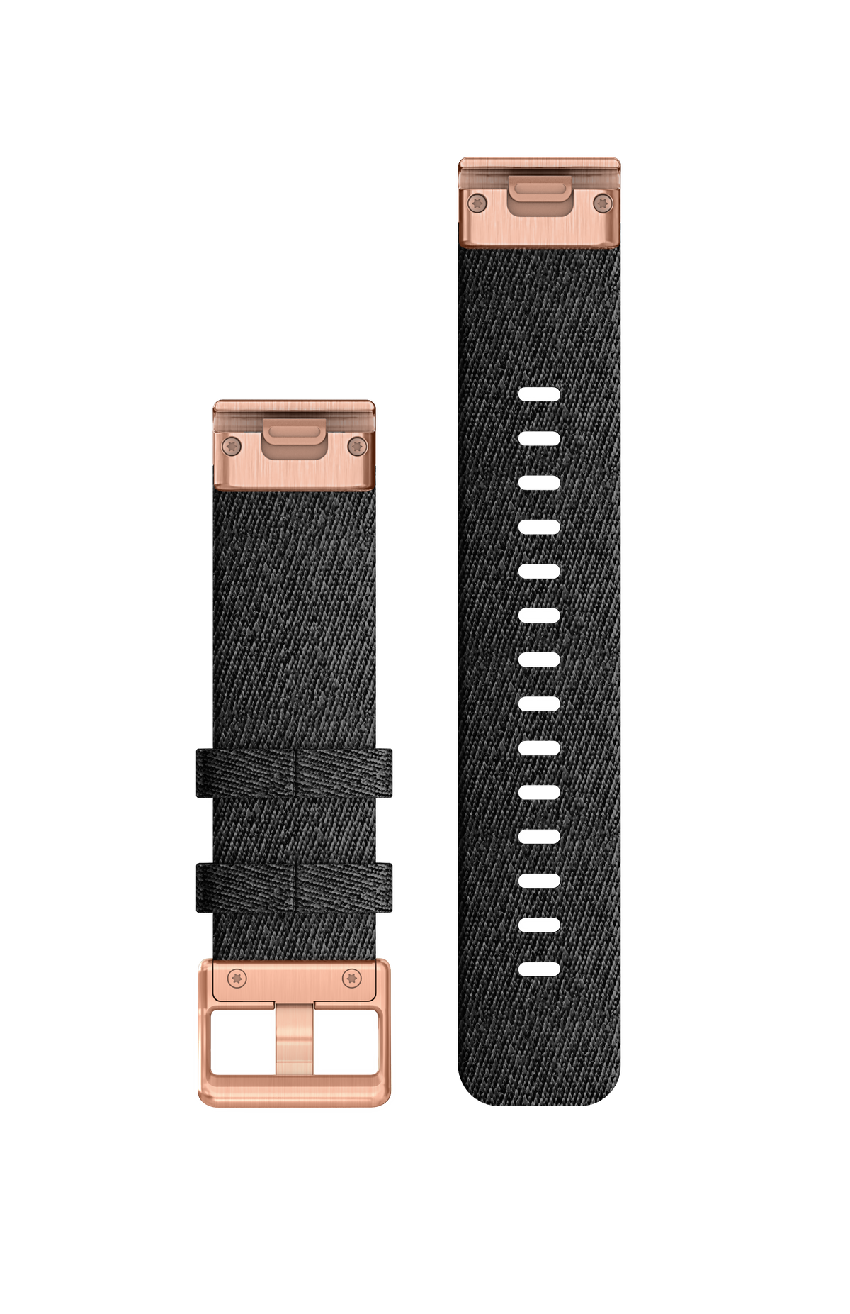 Garmin QuickFit® 20-Uhrenarmband, schwarz meliertes Nylon, roségoldene Hardware