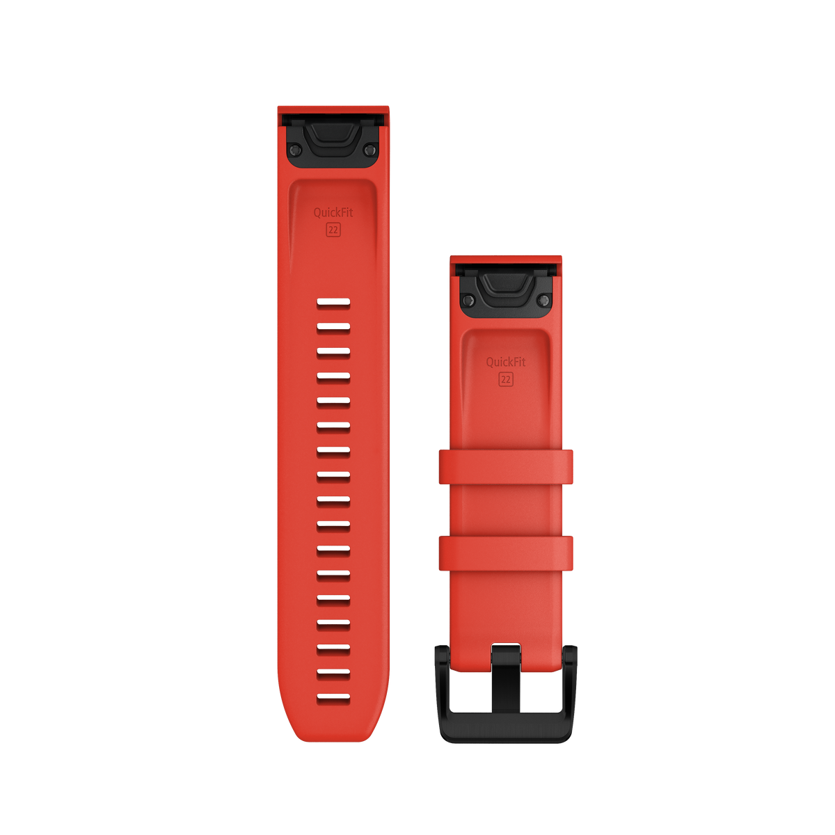 Garmin QuickFit® 22 urremme, Laser Red, sort hardware i rustfrit stål