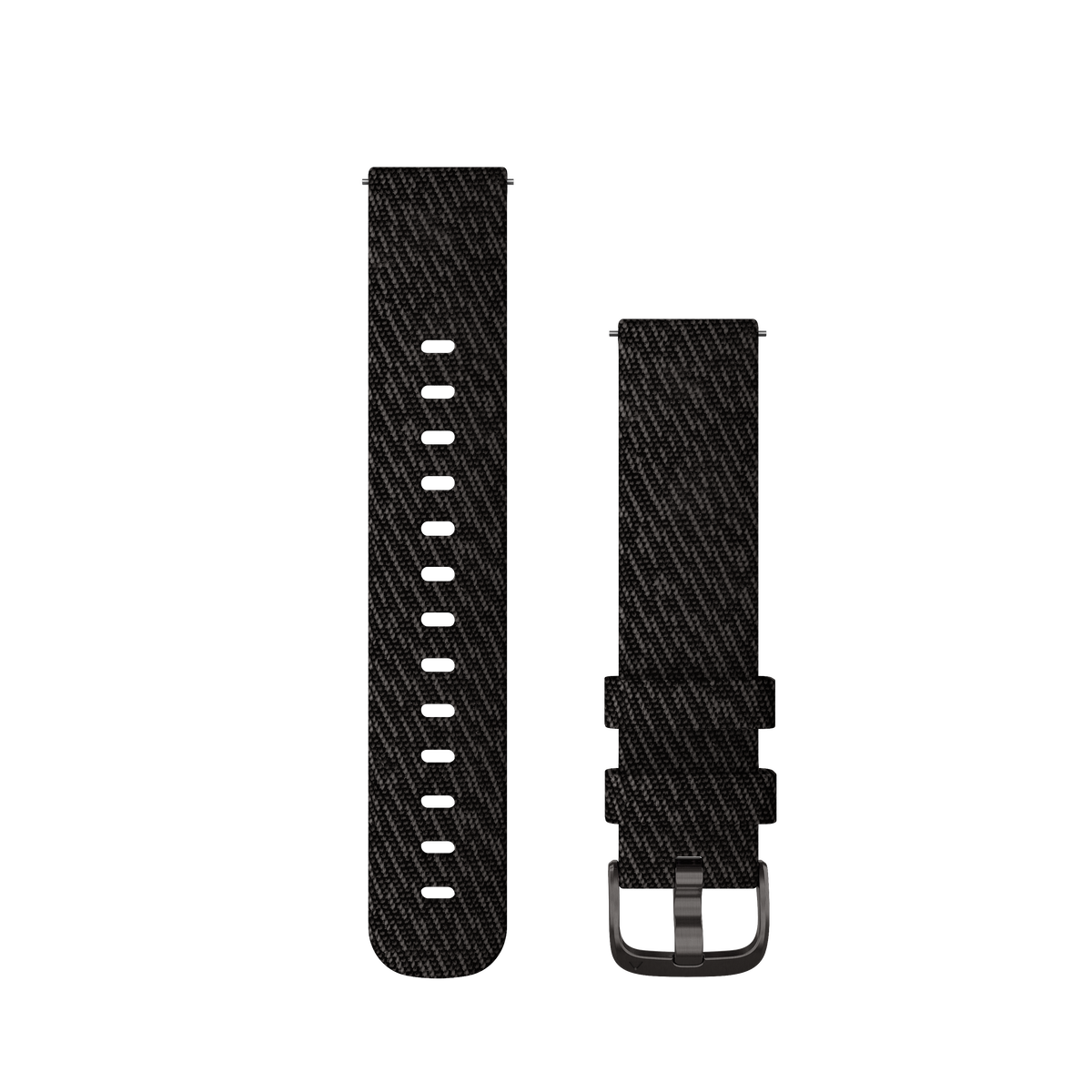 Garmin-Schnellverschlussgurte (20 mm), gewebtes Nylon in schwarzem Pfeffer, Schiefer-Hardware