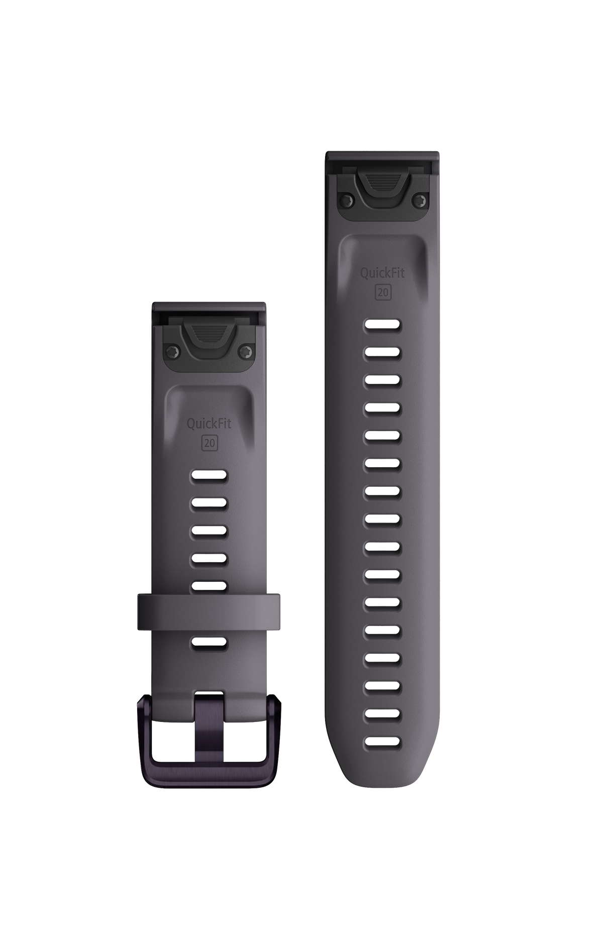 Garmin QuickFit® 20-Uhrenarmbänder, schiefergraues Silikon, Amethyst-Hardware