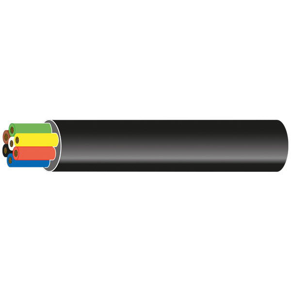 Anhängerkabel 7 Gelenke, 6x1mm2 + 1x2mm2 (schwarz) 100m