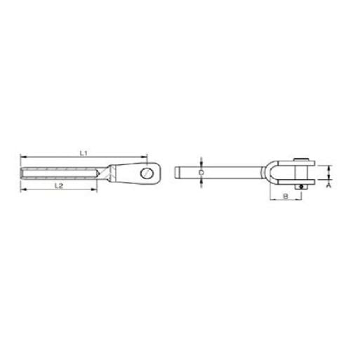 Fork terminal rf 100504 f/4mm &amp; 5/32" wire 5mm pin
