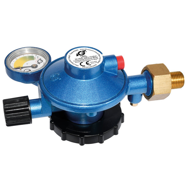 Gasregler für 2 kg Gasflaschen, Eingang M14x1,5 / Ausgang 1/4"