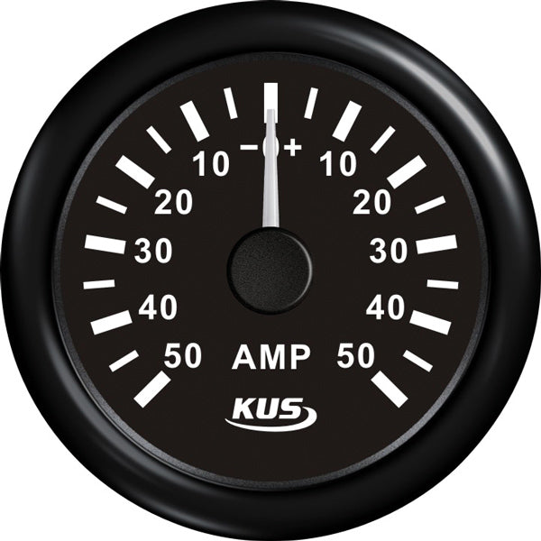 KUS Amperemeter Sort m/50A Shunt 12/24V