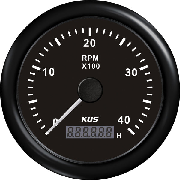 KUS Drehzahlmesser Benzin 0-4000 Schwarz 12/24