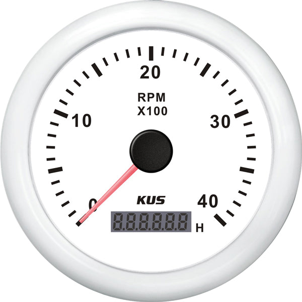 KUS Drehzahlmesser Benzin 0-4000 Weiß 12/24
