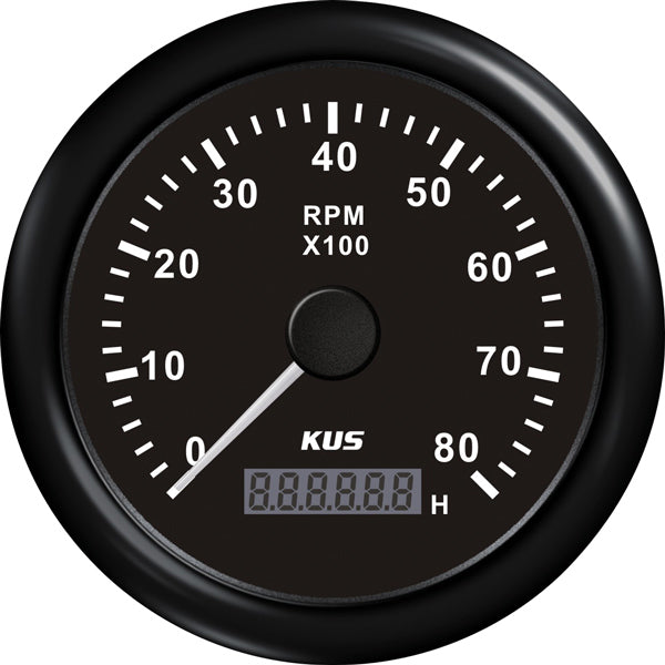 KUS Drehzahlmesser Benzin 0-8000 Schwarz 12/24