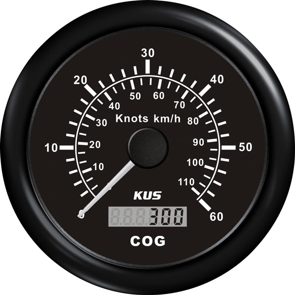 KUS GPS Speed 0-30 knob Sort 12/24V