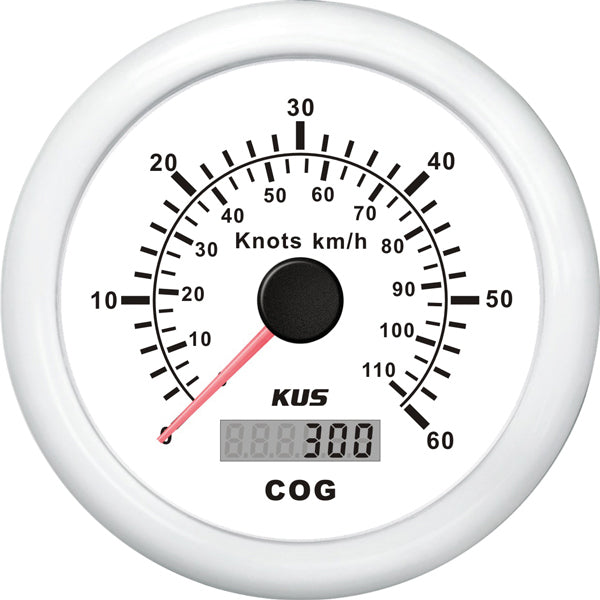 KUS GPS Speed 0-60 knob Hvid 12/24V