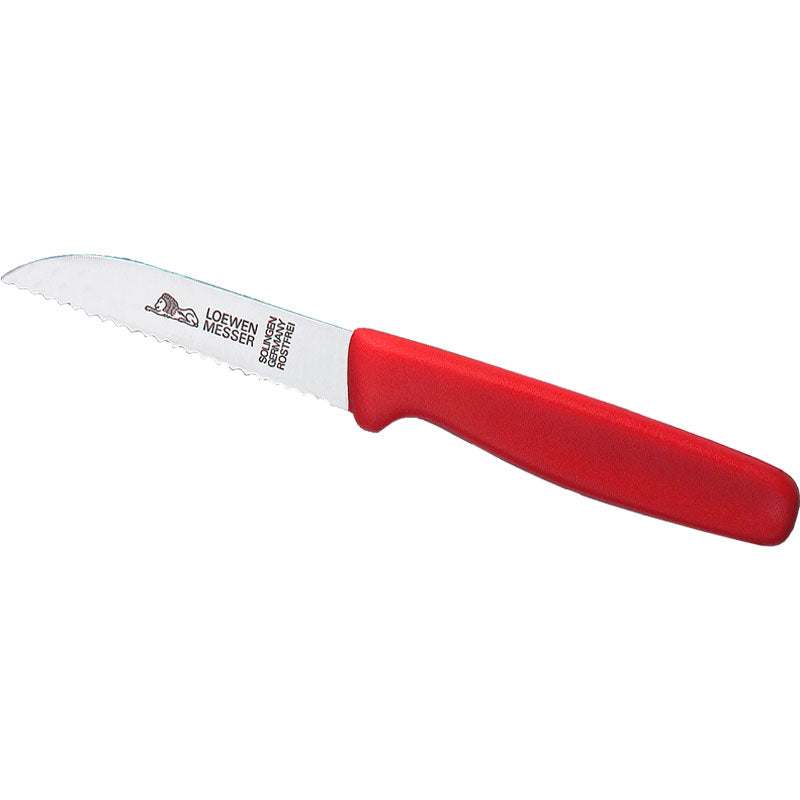 Cleaning knife stainless w/wave blade and red handle No. 815