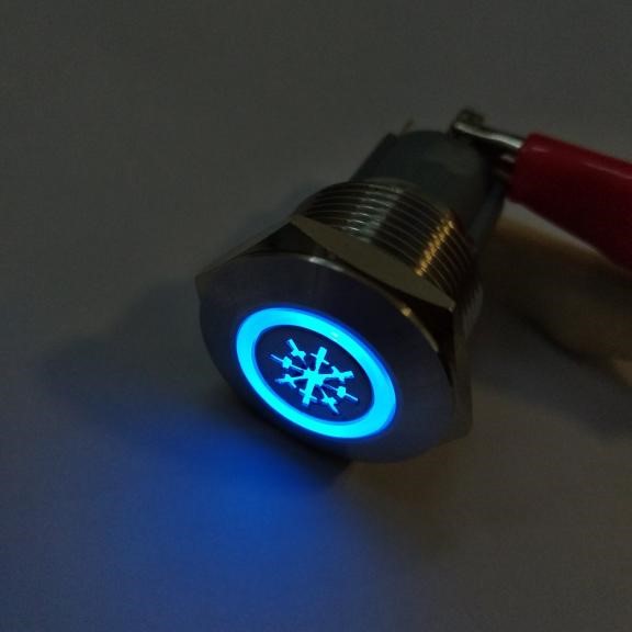 Contact Led Blue light On-Off RF Steel waterproof ip67 ø19mm 10Amp 884-4