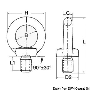 Male forged eyebolt AISI316 8 mm