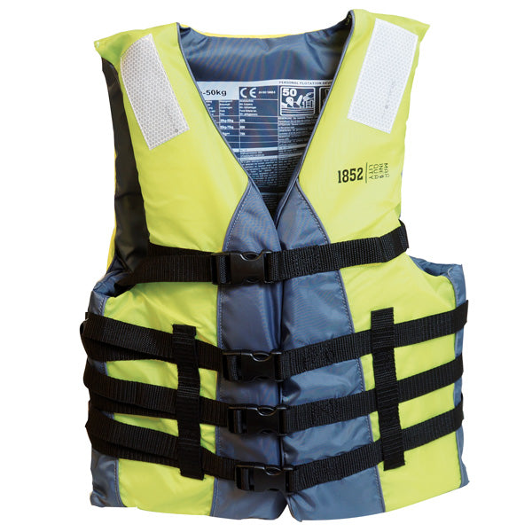 1852 Schwimm-, Wassersport- &amp; Wasserskiweste Schwarz/Limette 50-70 kg