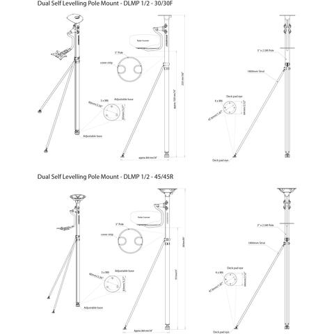 Scanstrut DLMP2-45R Selv nivellerende radarmast for dobbelt montering