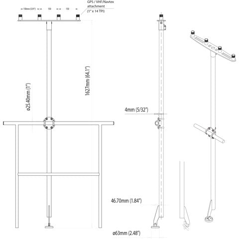 Scanstrut TP-01 Pole Mount for op til 4 GPS / VHF antenner