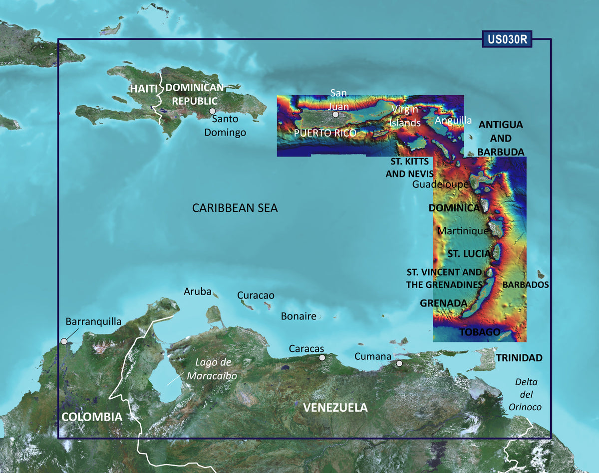 Garmin BLUECHART&reg; G3 Vision søkort, VUS030R Sydøst Caribien