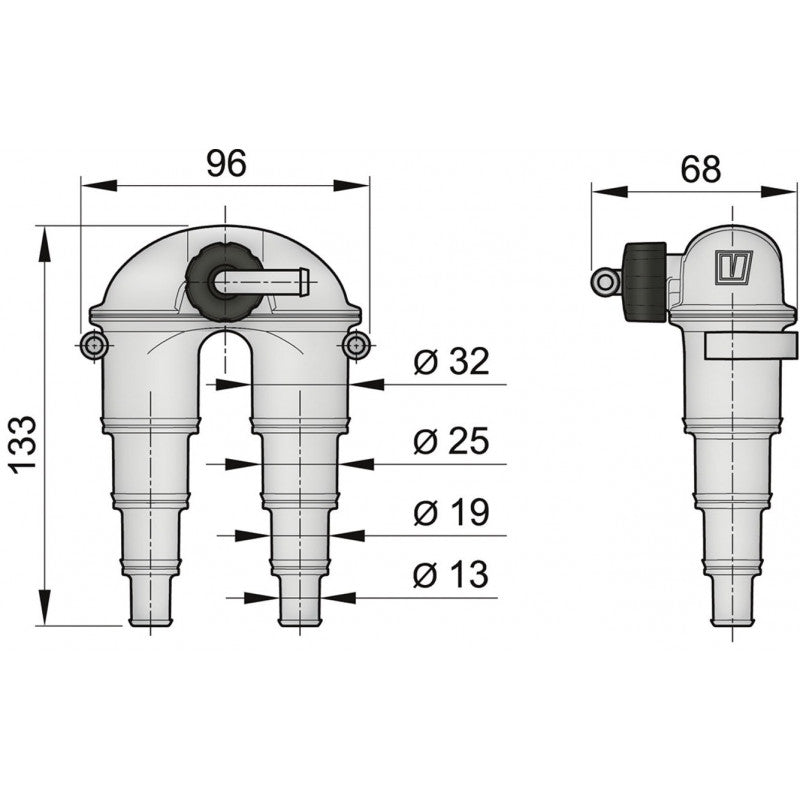 Anti-Siphon mit Ventil, 13–38 mm, 4 m Schlauch