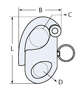 Lap hook RF w/swivel L 96mm