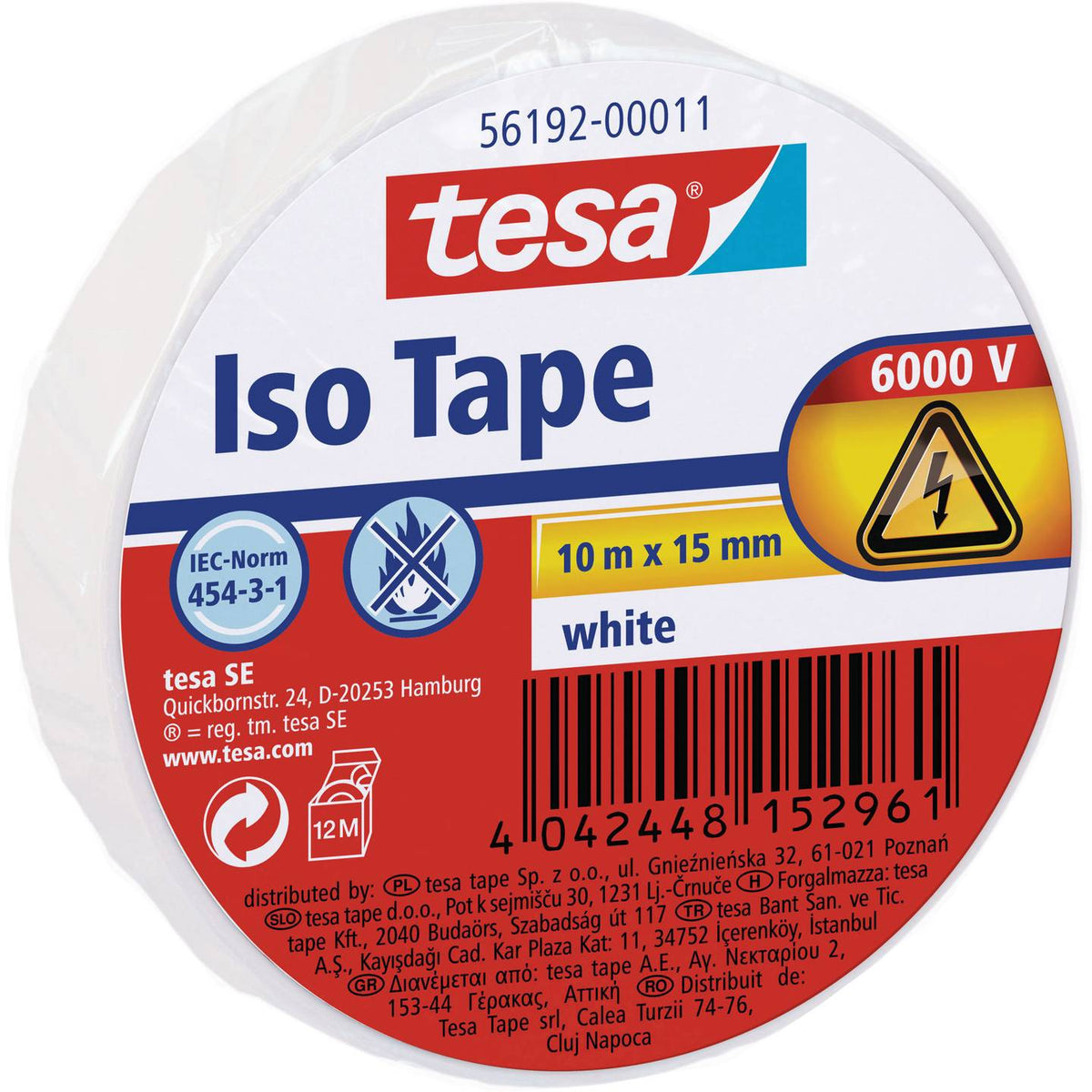 Isoleringstape rød 15mm x 10m