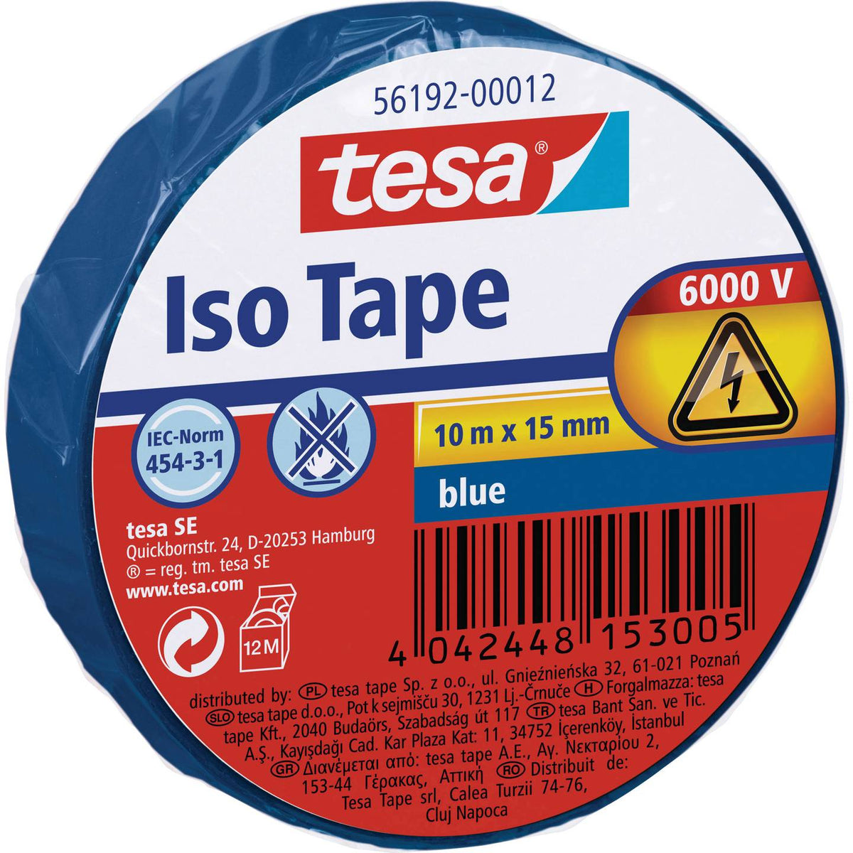 Isoleringstape rød 15mm x 10m