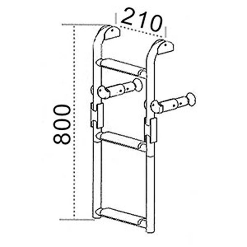 Badestige alu 3 trin 730x210mm rør 25mm