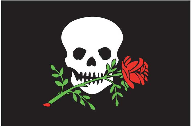 Fun flag,45x30, Kranie m/ rose