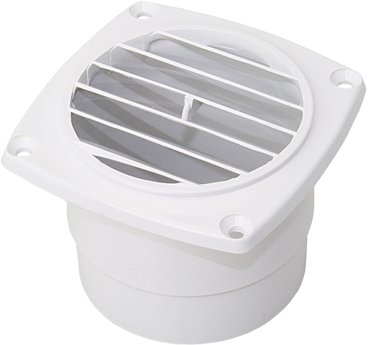 Ventilroststutzen 90x90 Ø102mm weiß